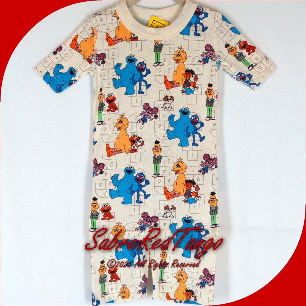 NWT Hanna Andersson Organic Short Johns Pajamas Hopscotch Sesame Street 110 5